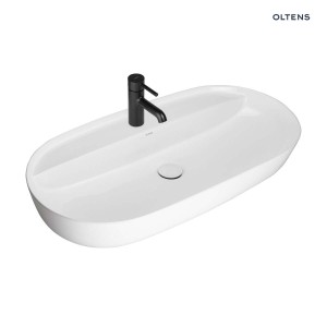 Oltens Hamnes Thin umywalka 80x40 biała nablatowa owalna z ochronną powłoką SmartClean 41815000