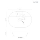 Umywalka Oltens Hamnes Thin 80x40 cm biała nablatowa owalna z ochronną powłoką SmartClean 41815000 - rysunek techniczny z wymiarami