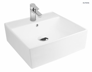  Oltens Hyls umywalka 47x47 biała nablatowa kwadratowa z ochronną powłoką SmartClean 41809000