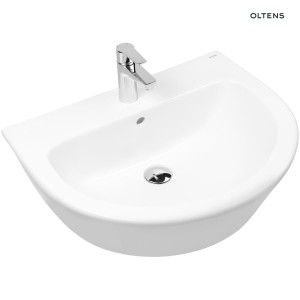  Oltens Jog umywalka 61x49 wisząca półokrągła z powłoką SmartClean biała 41501000