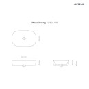 Umywalka Oltens Jurong 54x36 owalna nablatowa z ochronną powłoką SmartClean biała 40804000 bez przelewu i bez otworu na baterię - rysunek techniczny z wymiarami