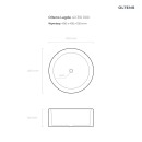 Umywalka Oltens Lagde 40x40 nablatowa okrągła biała 40316000 bez przelewu i bez otworu na baterię - rysunek techniczny z wymiarami