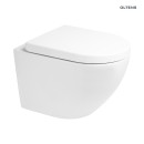 Oltens zestaw Hamnes OneForm Kort Stille PureRim nowoczesna miska WC podwieszana z deską wolnoopadającą biały połysk 42048000 Designerska toaleta wisząca z deską z funkcją delikatnego i bezgłośnego zamykania.