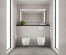 Oltens zestaw Hamnes OneForm Stille PureRim nowoczesna i elegancka miska WC wisząca z powłoką SmartClean z deską wolnoopadającą biały połysk 42551000 Designerska toaleta wisząca z deską z funkcją delikatnego i bezgłośnego zamykania.