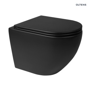 Oltens Hamnes elegancka miska WC wisząca PureRim w czarnym kolorze z powłoką SmartClean 42513300