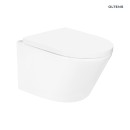 Oltens Jog Kort nowoczesna miska WC wisząca PureRim SmartClean w zestawie z deską wolnoopadającą biały połysk 42530000 Designerska toaleta wisząca z deską z funkcją delikatnego i bezgłośnego zamykania