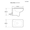 Oltens Ribe futurystyczna miska WC wisząca PureRim w białym kolorze 42010000 - rysunek techniczny
