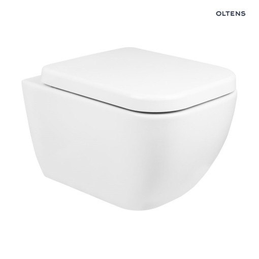 Oltens Vernal elegancka i nowoczesna miska WC wisząca PureRim z powłoką SmartClean w białym kolorze 42502000 Podwieszana miska toaletowa w minimalistycznym, designerskim stylu