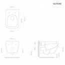 Oltens Vernal biała stylowa miska WC podwieszana PureRim z powłoką SmartClean 42506000 - rysunek techniczny