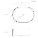 Umywalka Oltens Lom 55x34 cm biała nablatowa owalna z ochronną powłoką SmartClean 40811000 - rysunek techniczny z wymiarami