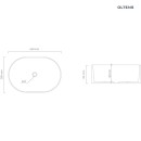 Umywalka Oltens Lom Thin 45x30 nablatowa owalna biały połysk 40327000 - rysunek techniczny z wymiarami