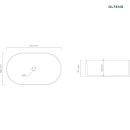 Umywalka Oltens Lom Thin 52x30 cm biała nablatowa z ochronną powłoką SmartClean 40828000 bez otworu na armaturę i bez przelewu - rysunek techniczny z wymiarami