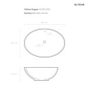 Umywalka Oltens Sogne 63x42 nablatowa owalna biała 40310000 z przelewem, bez otworu na baterię - rysunek techniczny z wymiarami