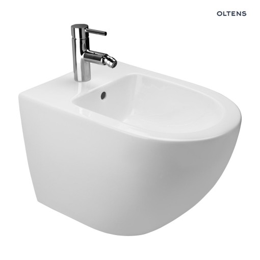 Oltens Hamnes bidet podwieszany z powłoką SmartClean w białym kolorze 46504000 Stylowy, biały bidet montowany na stelażu podtynkowym. Brak baterii w zestawie