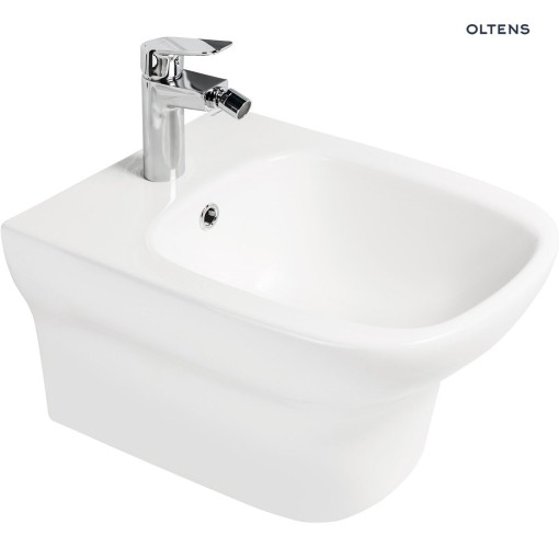 Oltens Gulfoss stylowy bidet wiszący w białym kolorze 46003000 Podwieszany bidet ceramiczny w klasycznej bieli. Brak baterii w zestawie