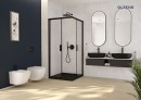 Oltens Hamnes nowoczesny bidet podwieszany w klasycznej bieli 46004000 Stylowy, biały bidet montowany na stelażu podtynkowym zamontowany w jasnej łazience z drewnianą podłogą oraz prysnicem. Brak baterii w zestawie