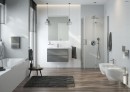 Oltens Vernal Nowoczesny podwieszany bidet w białym kolorze 46002000 Stylowy, biały bidet montowany na stelażu podtynkowym zamontowany w jasnej łazience. Brak baterii w zestawie