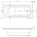 Oltens Lykke elegancka wanna prostokątna 170x70 cm akrylowa w białym kolorze 10011000 - rysunek techniczny
