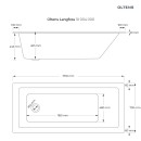 Oltens Langfoss duża i komfortowa wanna prostokątna 170x70 cm akrylowa biały połysk 10004000 - rysunek techniczny