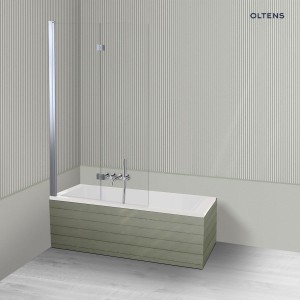 Oltens Langfoss Sela zestaw nowoczesna wanna prostokątna 170x70 cm akrylowa biała z parawanem nawannowym 115 cm 2-częściowy chrom 18003000