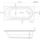 Oltens Lykke Sela zestaw wannowy z prostokątną wanną 170x75 cm z akrylu w bieli oraz parawanem 115 cm 2-elementowym chromowanym 18013000 - rysunek techniczny wanny