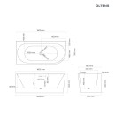 Oltens Hulda elegancka i komfortowa wanna wolnostojąca 160x75 cm narożna lewa biały połysk 11003000 - rysunek techniczny