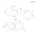 Oltens Delva elegancka wanna wolnostojąca 150x75 cm narożna lewa w klasycznej bieli 11007000 - rysunek techniczny