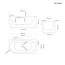 Oltens Delva wanna wolnostojąca 150x75 cm narożna prawa w klasycznej bieli 11006000 - rysunek techniczny