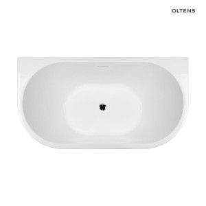 Oltens Delva komfortowa i elegancka wanna wolnostojąca przyścienna 150x70 cm akrylowa owalna biały połysk 12018000