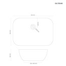 Umywalka Oltens Solvig 51x34 cm nablatowa owalna z ochronną powłoką SmartClean biała 40822000 bez przelewu i bez otworu na armaturę - rysunek techniczny z wymiarami
