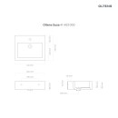 Umywalka Oltens Susa 50x41 cm wisząca ścienna w białym kolorze prostokątna 41403000 z przelewem i otworem na armaturę - rysunek techniczny z wymiarami