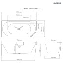Oltens Delva duża wanna wolnostojąca 170x80 cm narożna lewa w białym kolorze 11000000 - rysunek techniczny