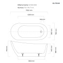 Oltens Gocta wolnostojąca wanna owalna 170x78 cm wykonana z wysokiej jakości akrylu w eleganckim białym połysku 12003000 - rysunek techniczny