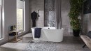 Łazienka z płytkami imitującymi kamień Porcelanosa Rodano Silver