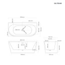 Oltens Hulda komfortowa wanna przyścienna 160x75 cm w kolorze białym, łącząca estetykę z wygodą użytkowania 12020000 - rysunek techniczny