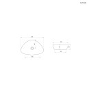 Umywalka Oltens Vala 59x39 nablatowa nowoczesna owalna z powłoką SmartClean biała 40825000  bez otworu na armaturę i bez przelewu - rysunek techniczny z wymiarami