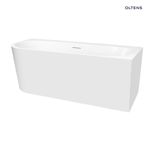 Oltens Hulda elegancka wanna wolnostojąca narożna prawa 170x80 cm w białym połyskującym kolorze o minimalistycznej formie 11004000