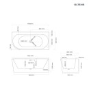 Oltens Hulda elegancka wanna wolnostojąca narożna prawa 170x80 cm w białym połyskującym kolorze o minimalistycznej formie 11004000 - rysunek techniczny