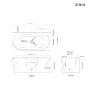 Oltens Hulda Sela zestaw wanna wolnostojąca narożna 160x75 cm akrylowa prawa biała z parawanem nawannowym 115 cm 2-częściowy chrom 18007000 - rysunek techniczny wanny