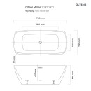 Oltens Millaa duża prostokątna wanna wolnostojąca 170x78 cm owalna akrylowa biała w połysku 12002000 - rysunek techniczny
