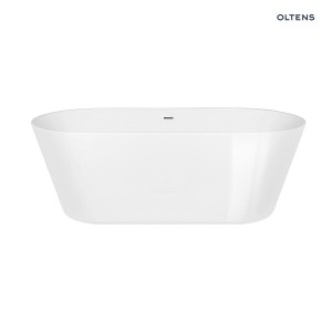 Oltens Yrsa wanna wolnostojąca 160x75 cm o opływowej owalnej formie z białego akrylu w połysku 12023000
