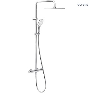 Oltens Atran zestaw prysznicowy termostatyczny z kwadratową deszczownicą w chromie 36501100