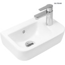 Umywalka Oltens Vernal 37x24,5 ścienna wisząca prawa z powłoką SmartClean biała 41505000 z przelewem i otworem na armaturę po prawej stronie
