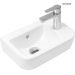  Oltens Vernal umywalka 37x24,5 ścienna wisząca prawa z powłoką SmartClean biała 41505000