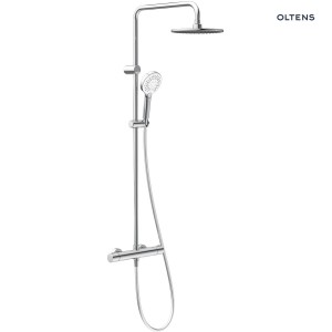 Oltens Atran termostatyczny komplet prysznicowy z okrągłą deszczownicą w wykończeniu chromowanym 36500100