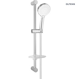 Oltens Driva EasyClick Alling 60 prysznicowy zestaw w eleganckim połączeniu bieli i chromu z mydelniczką 36004110
