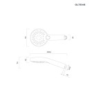 Oltens Driva EasyClick Alling 60 zestaw prysznicowy złoty połysk/biały 36001800 - rysunek techniczny słuchawki