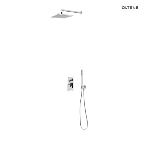 Oltens zestaw Gota bateria podtynkowa z deszczownicą 22 cm Atran i kompletem prysznicowym Sog chrom połysk 36616100