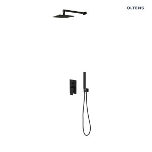 Oltens zestaw Gota bateria podtynkowa z deszczownicą 22 cm Atran i kompletem prysznicowym Sog czarny mat 36616300