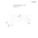 Oltens zestaw Gota bateria podtynkowa z deszczownicą 22 cm Atran i kompletem prysznicowym Sog w złotym połysku 36616800 - rysunek techniczny ramienia
